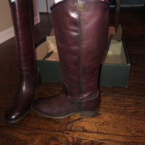 Frye Melissa Button Boots In Wine color
